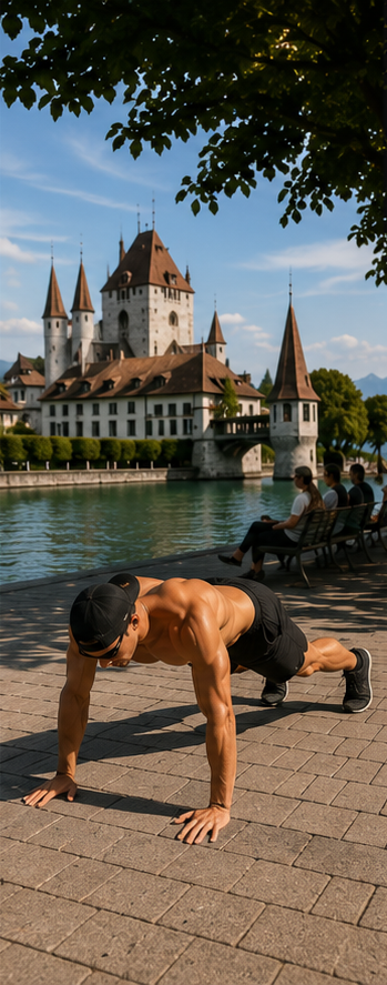 Burpees vor Schloss Thun